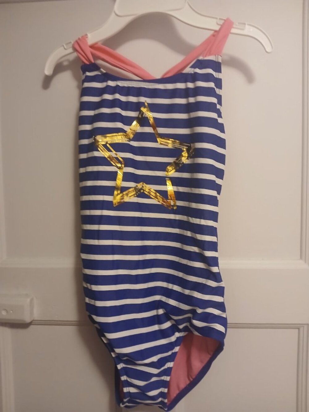 Circo Girls L 10/12 Blue Striped Swim Suit